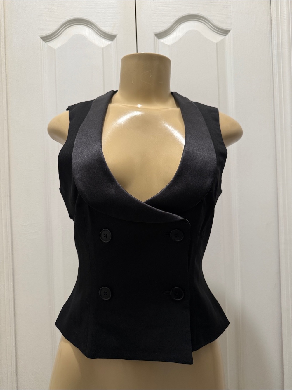 DKNY Black Sleeveless Double-Breasted Vest Top